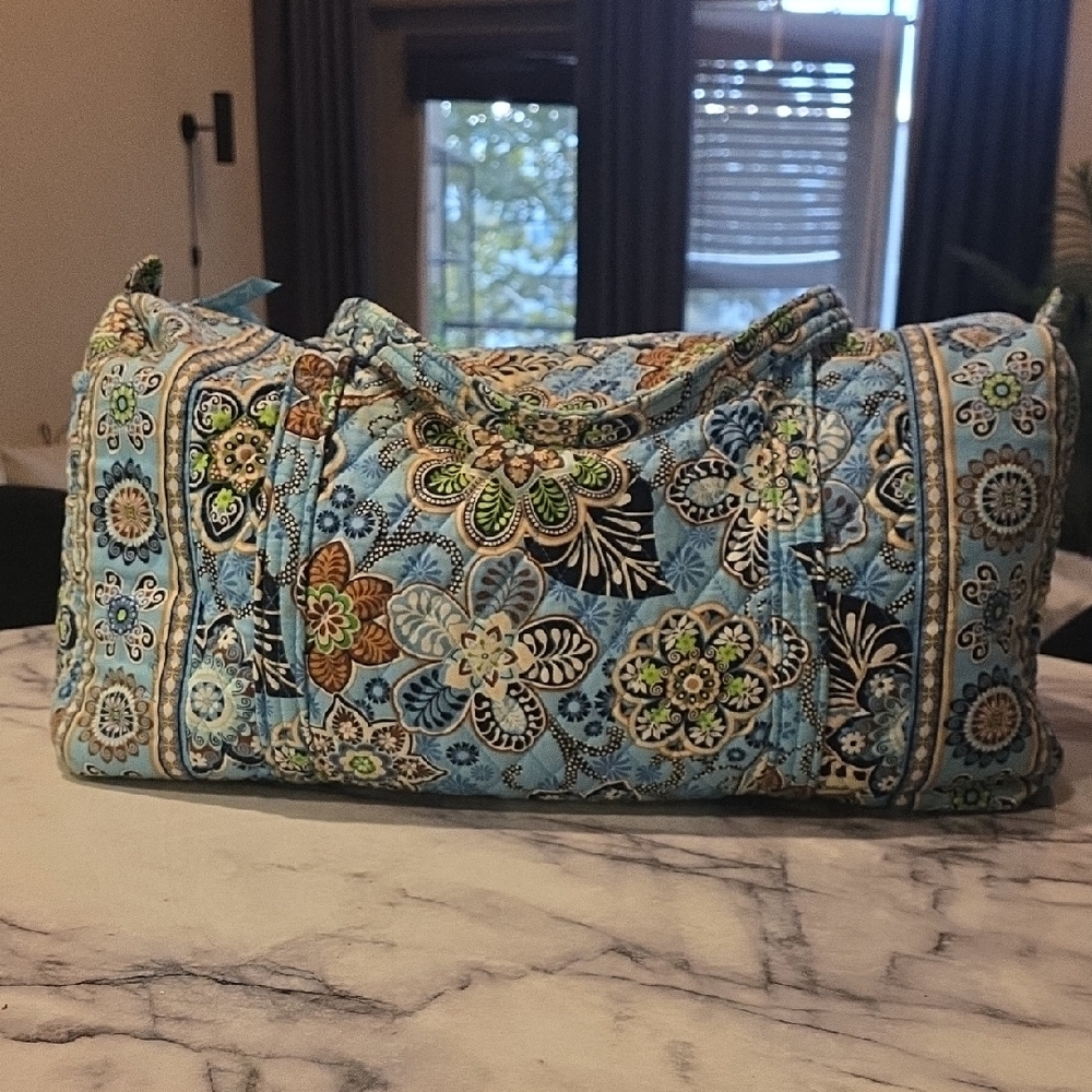 Vera Bradley Blue Floral Overnight Large Duffle Bag